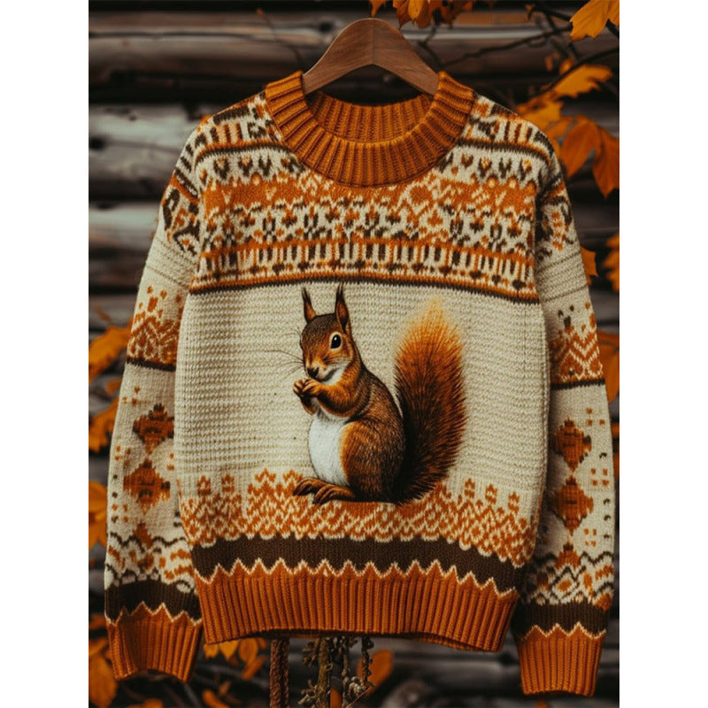 Women's 3D Printed Long Sleeve Sweatshirt Halloween Squirrel Novelty Top