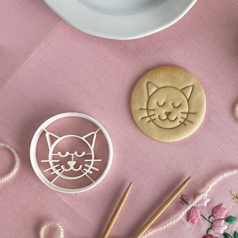 Cute Cat 3D Press Mold Food Grade for Biscuit Fondant Clay DIY