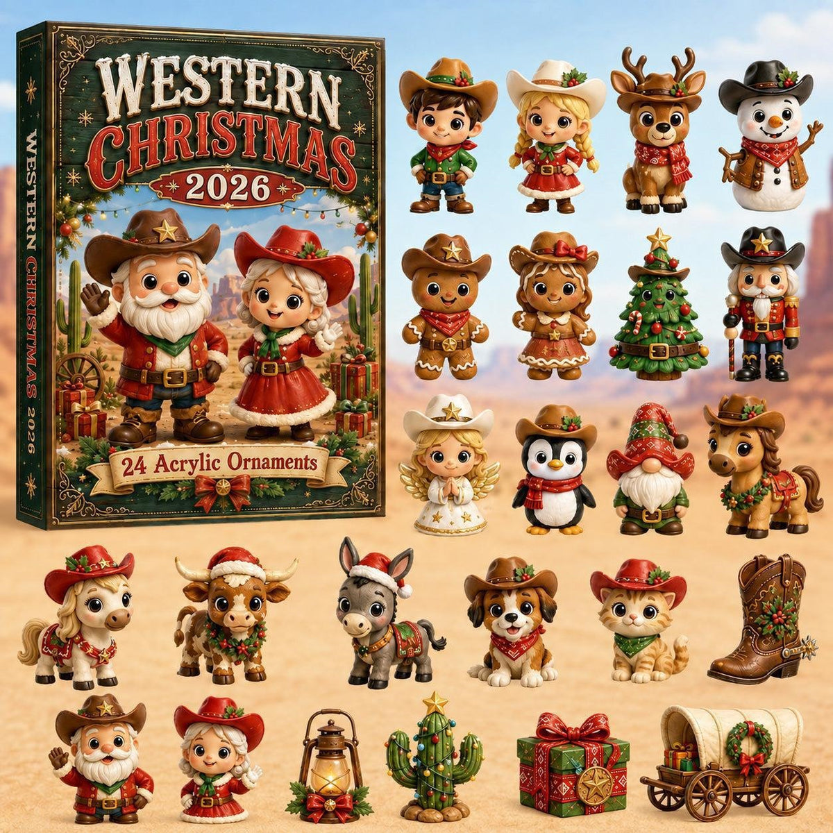 Christmas Advent Calendar Acrylic Blind Box Decoration Collectible Toy