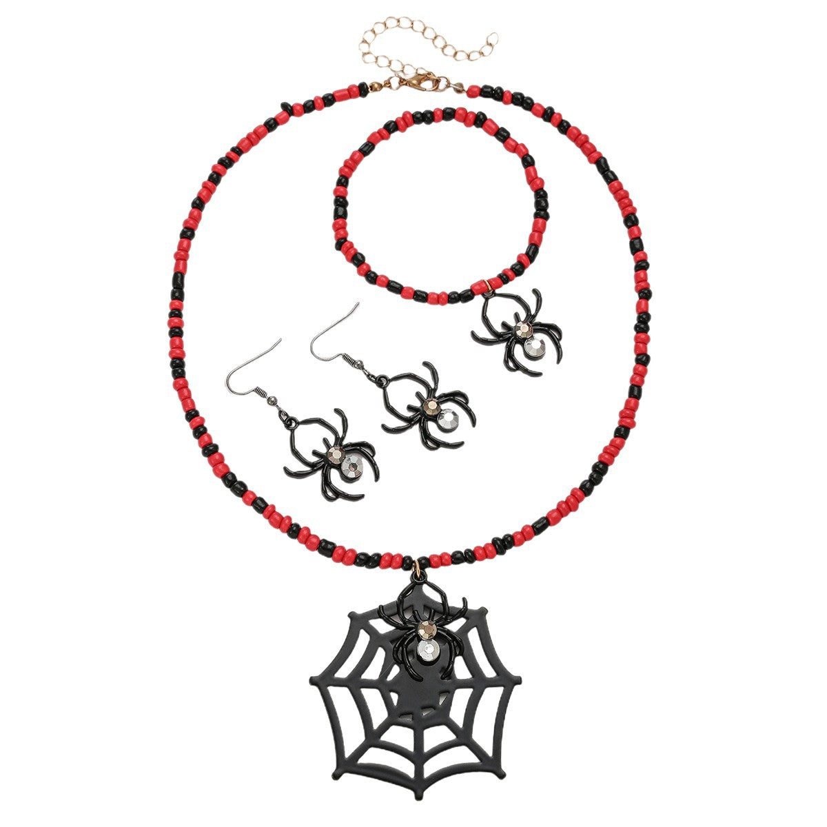 Halloween Beaded Skull Spider Jewelry Set