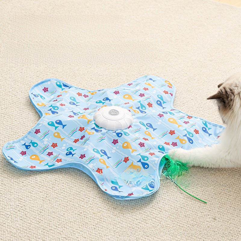 Automatic Interactive Cat Play Toy with Feather Teaser