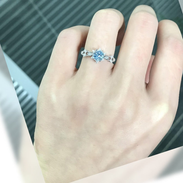 Santa Maria Aquamarine Adjustable Snowflake Ring