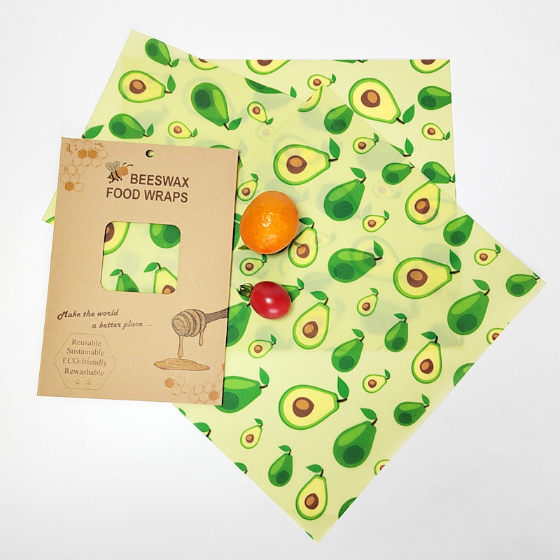 Three-piece pack of beeswax food wrap