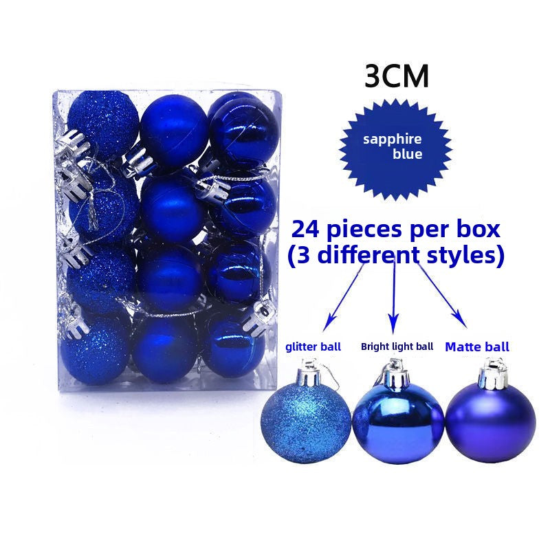 24 Pack 3cm Plastic Christmas Tree Hanging Decoration Balls Electroplated Matte Ornaments