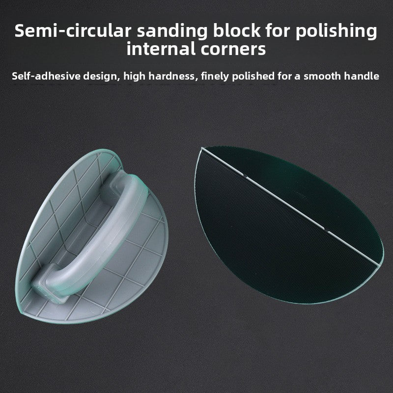 Semi-Circular Corner Sandpaper Holder with Self-Adhesive Base