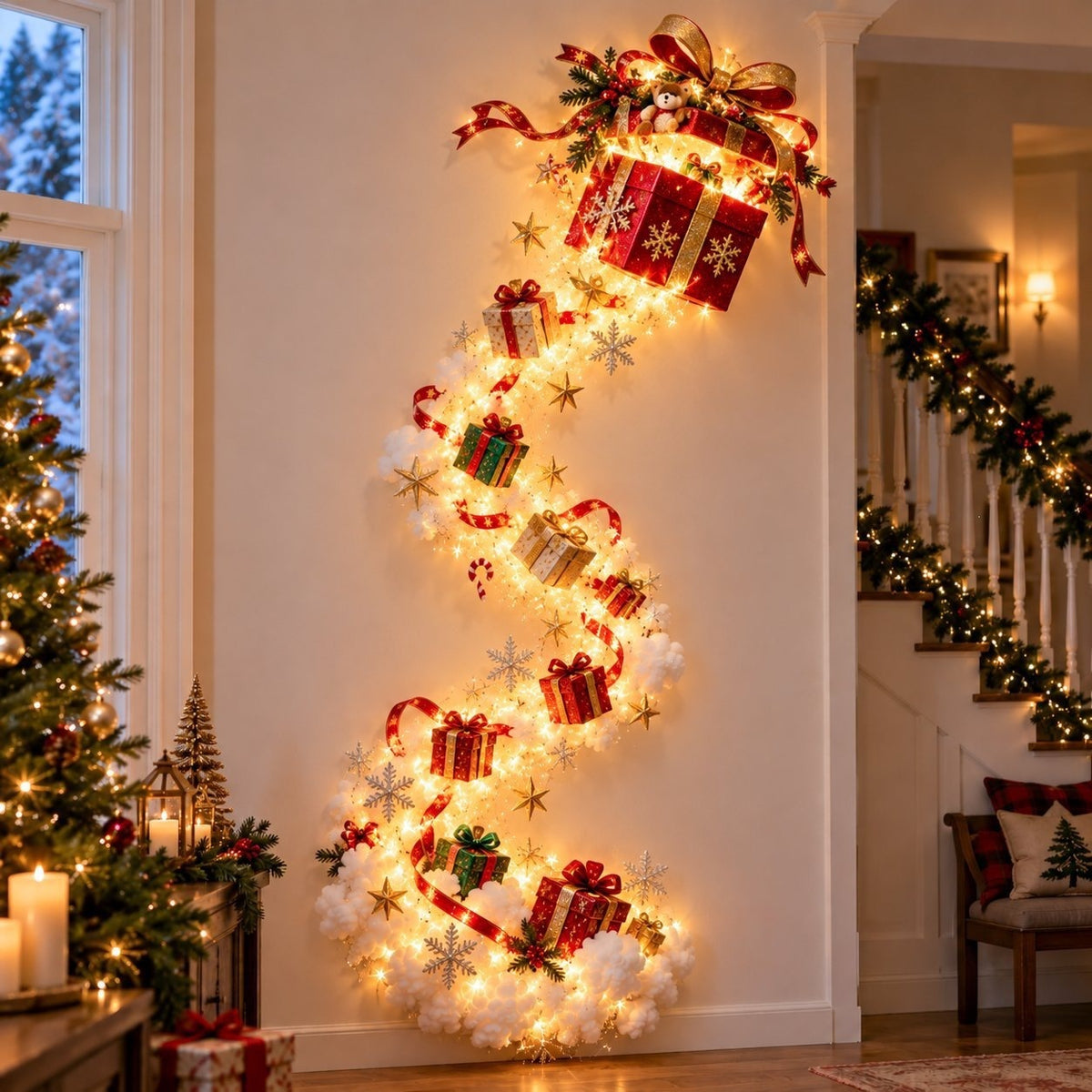 DIY Christmas Magic Trail String Wall Light Kit for Home Holiday Party Decor