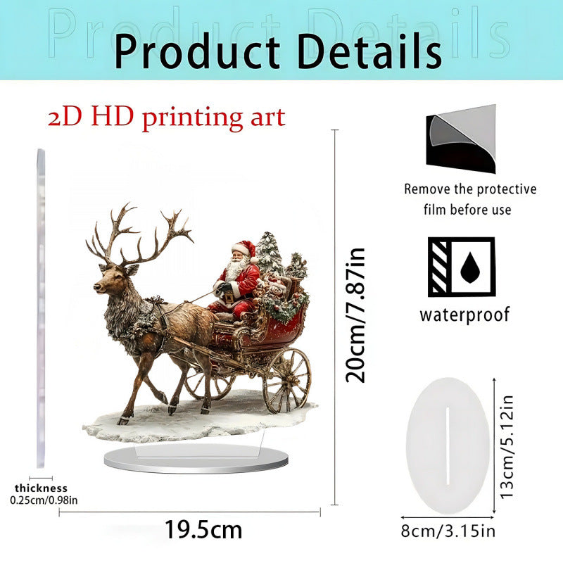 Christmas Carousel 2D Acrylic Stand Holiday Ornament Home Decoration