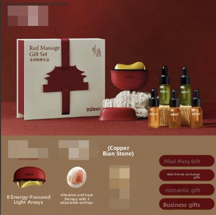 Electric Bianstone Facial Massager with Red Light Therapy