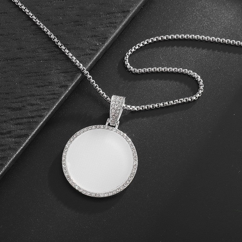 Round Wings Photo Frame Mirror Pendant Necklace