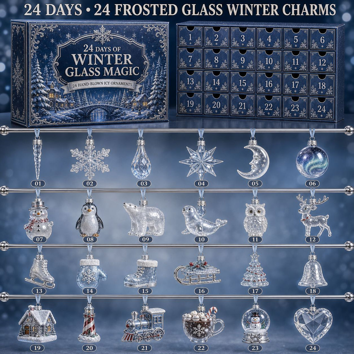 Christmas Advent Calendar Acrylic Blind Box Decoration Collectible Toy