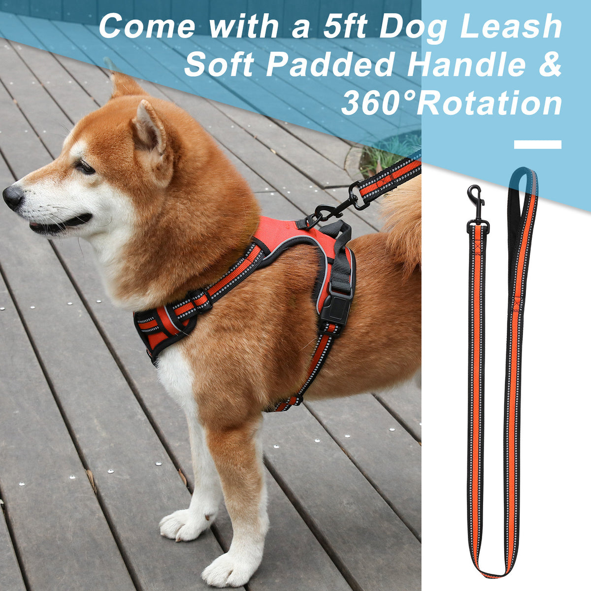 Reflective Vest-Style Pet Harness with Leash