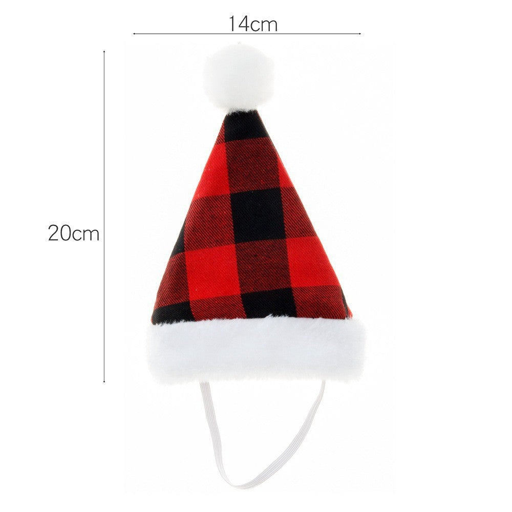 Plush Pet Christmas Hat, Festive Striped and Plaid Costume Headwear for Cats and Dogs