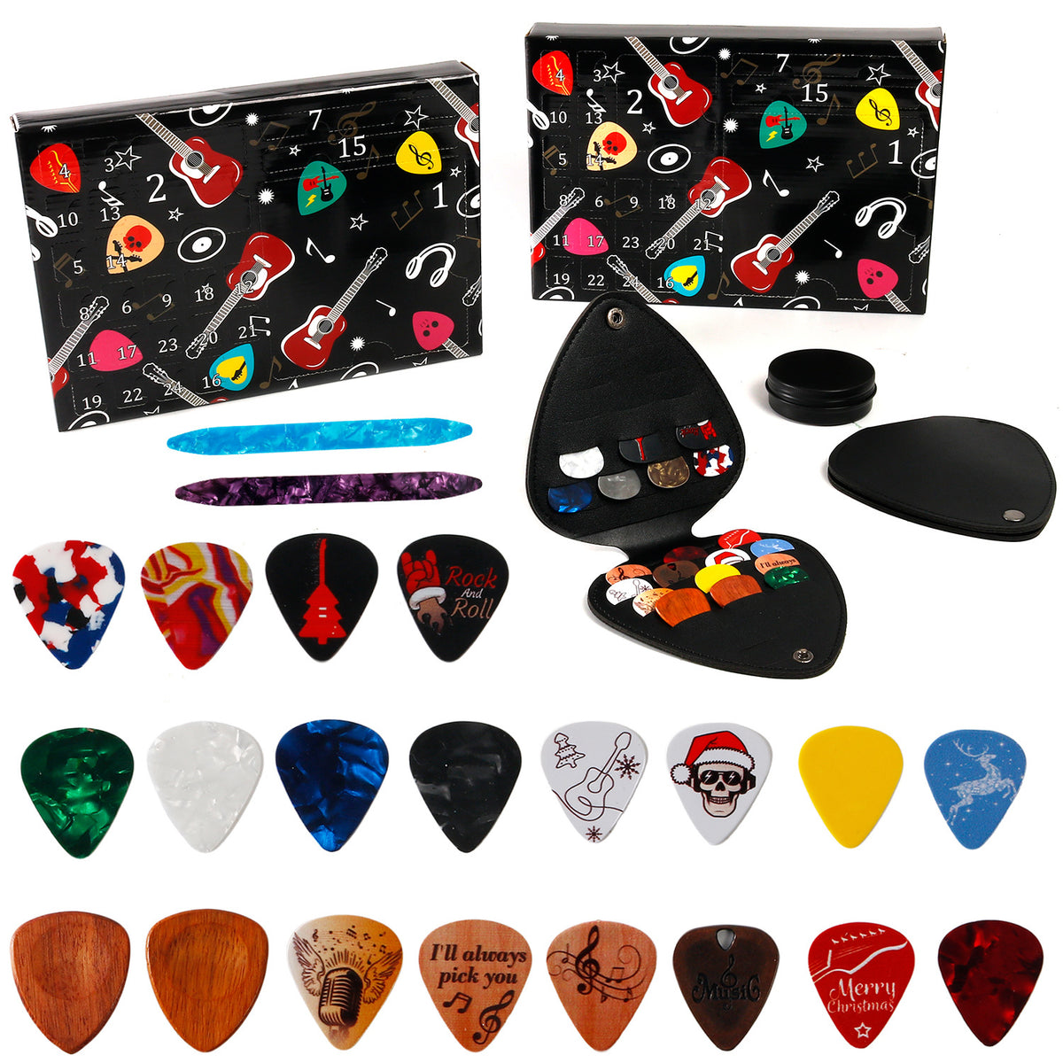 Guitar Picks Advent Calendar Set with Storage Pouch