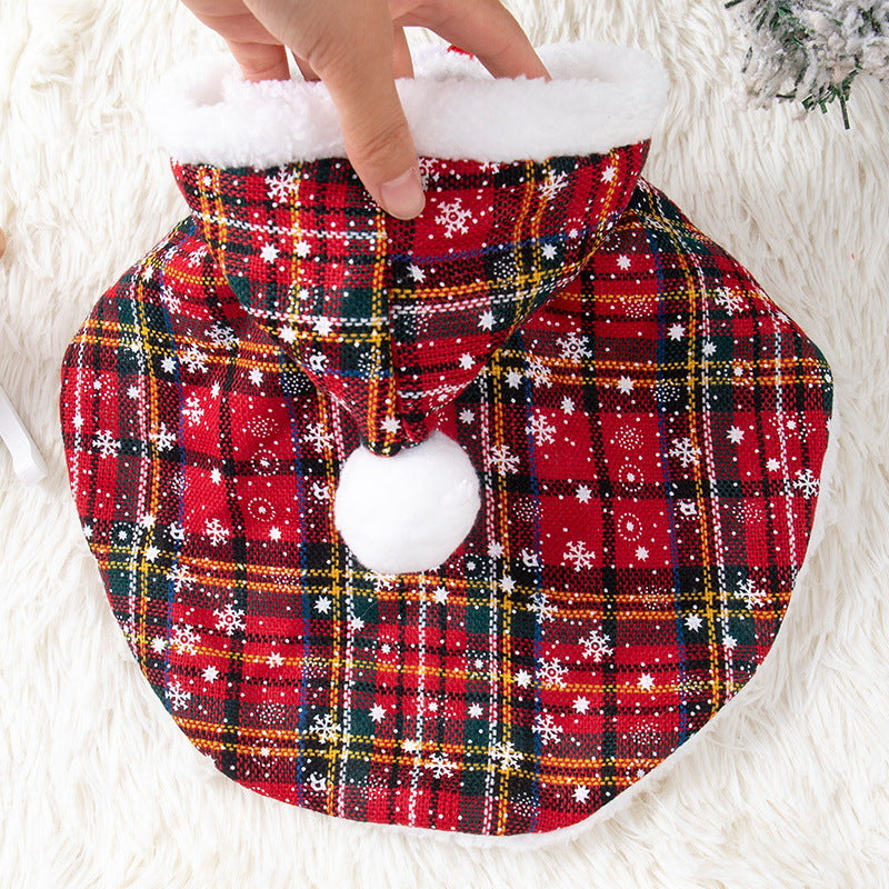 Christmas Plaid Hooded Cape