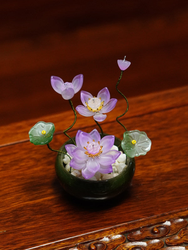Glazed Petal Ceramic Flower Pot Ornaments