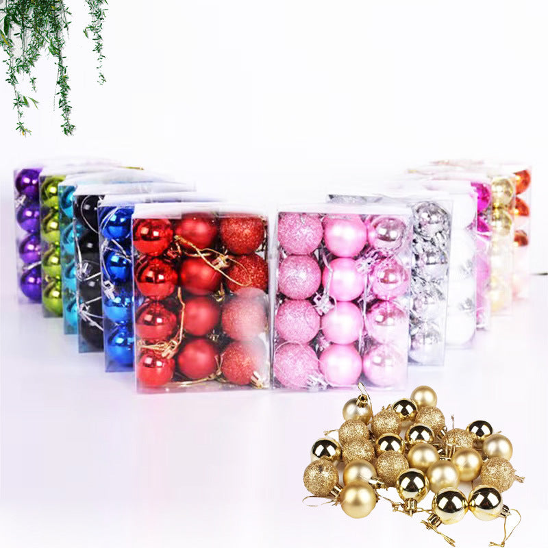 24 Pack 3cm Plastic Christmas Tree Hanging Decoration Balls Electroplated Matte Ornaments